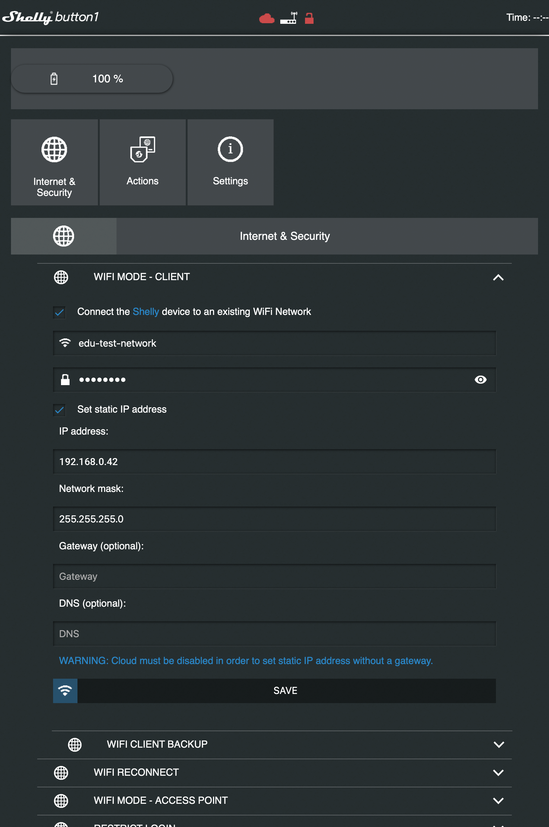 shelly_button_webinterface_wifi_mode_client_static_ip